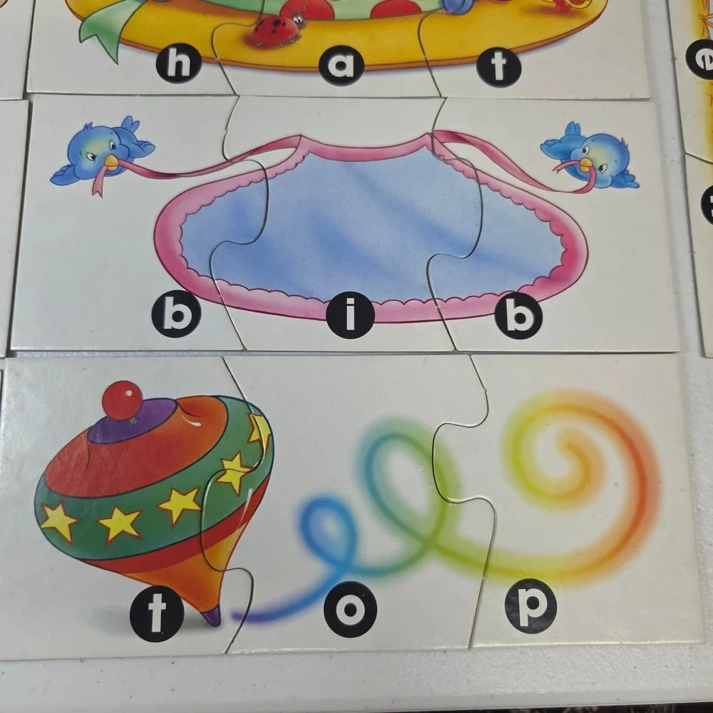 Vintage Preschool Spelling Puzzle Toddler Educational Word Building Game